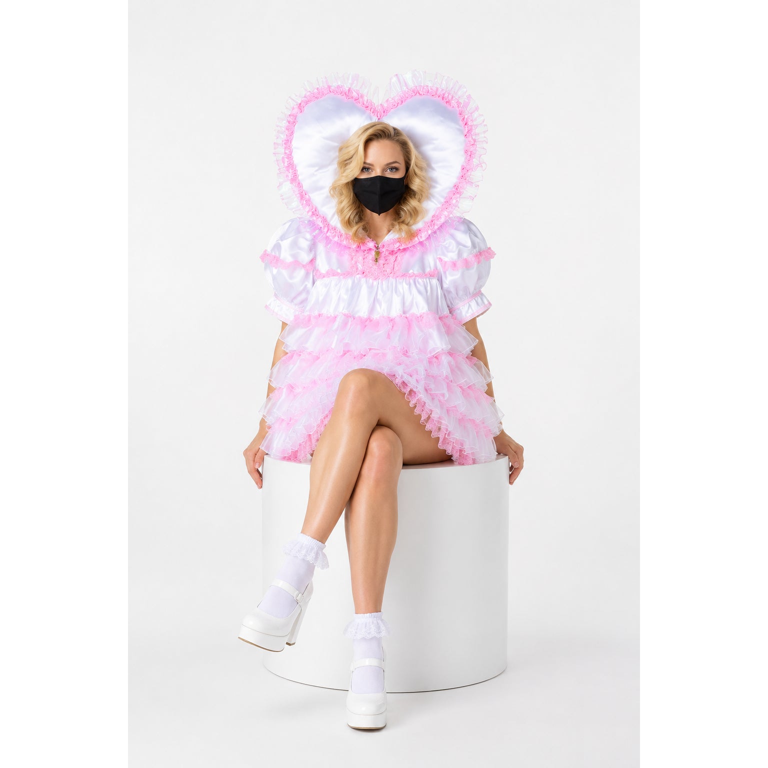 white satin organza dress G2391