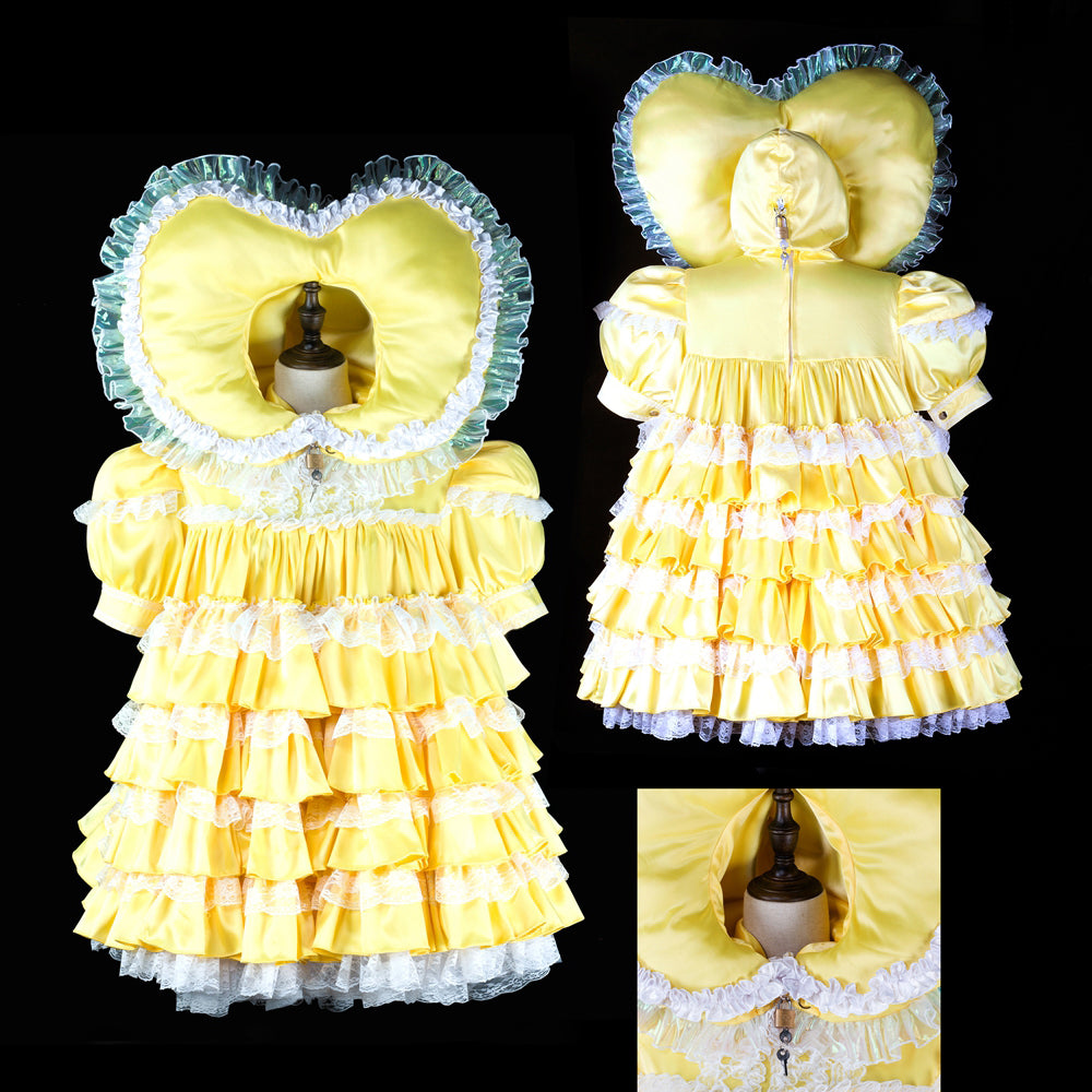 yellow satin dress G2392