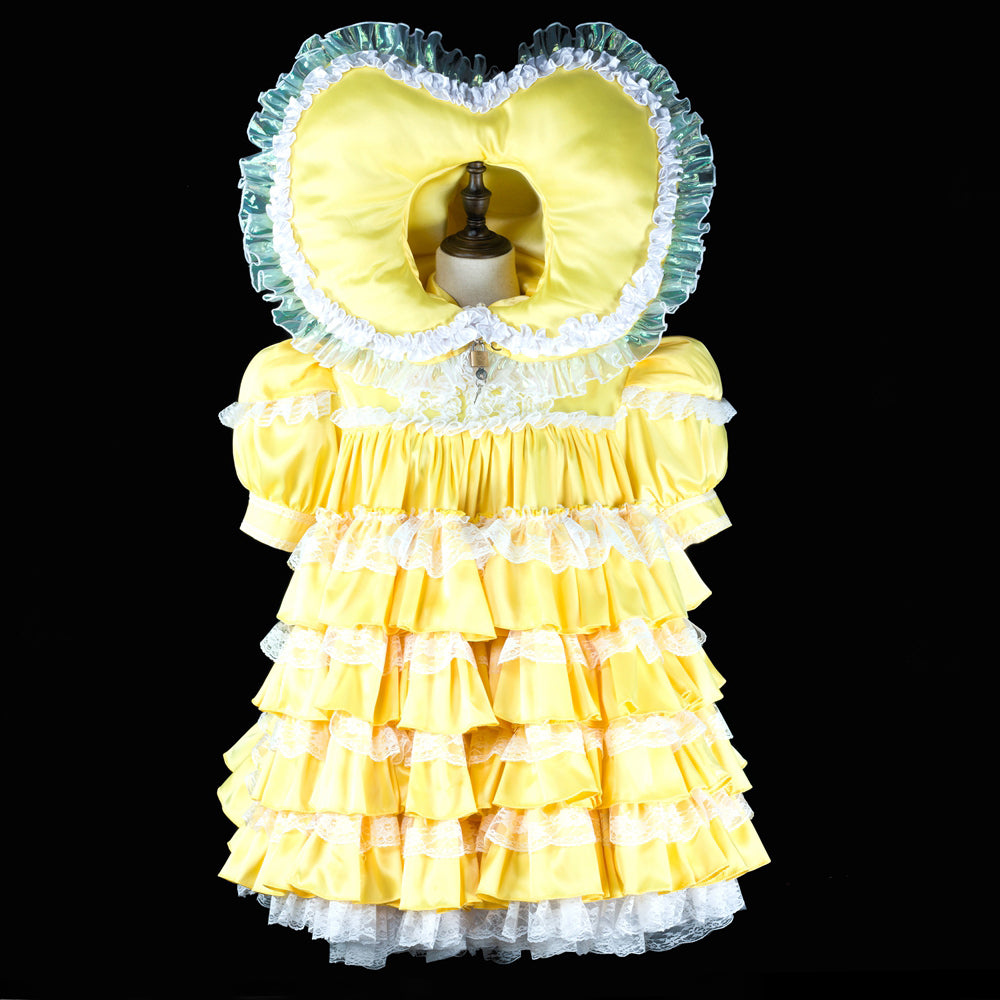 yellow satin dress G2392