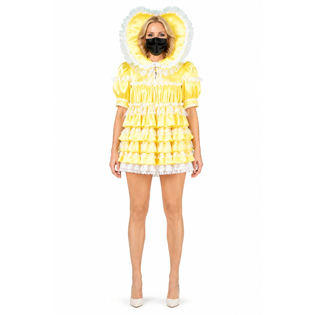 yellow satin dress G2392