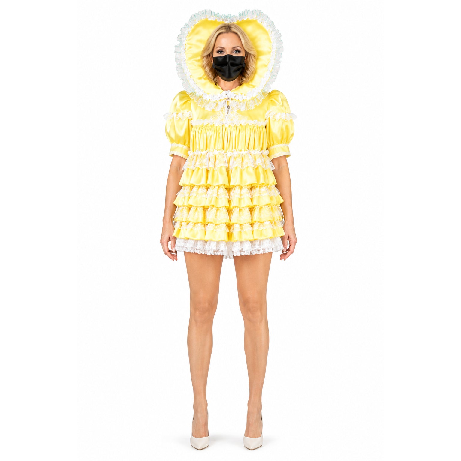 yellow satin dress G2392