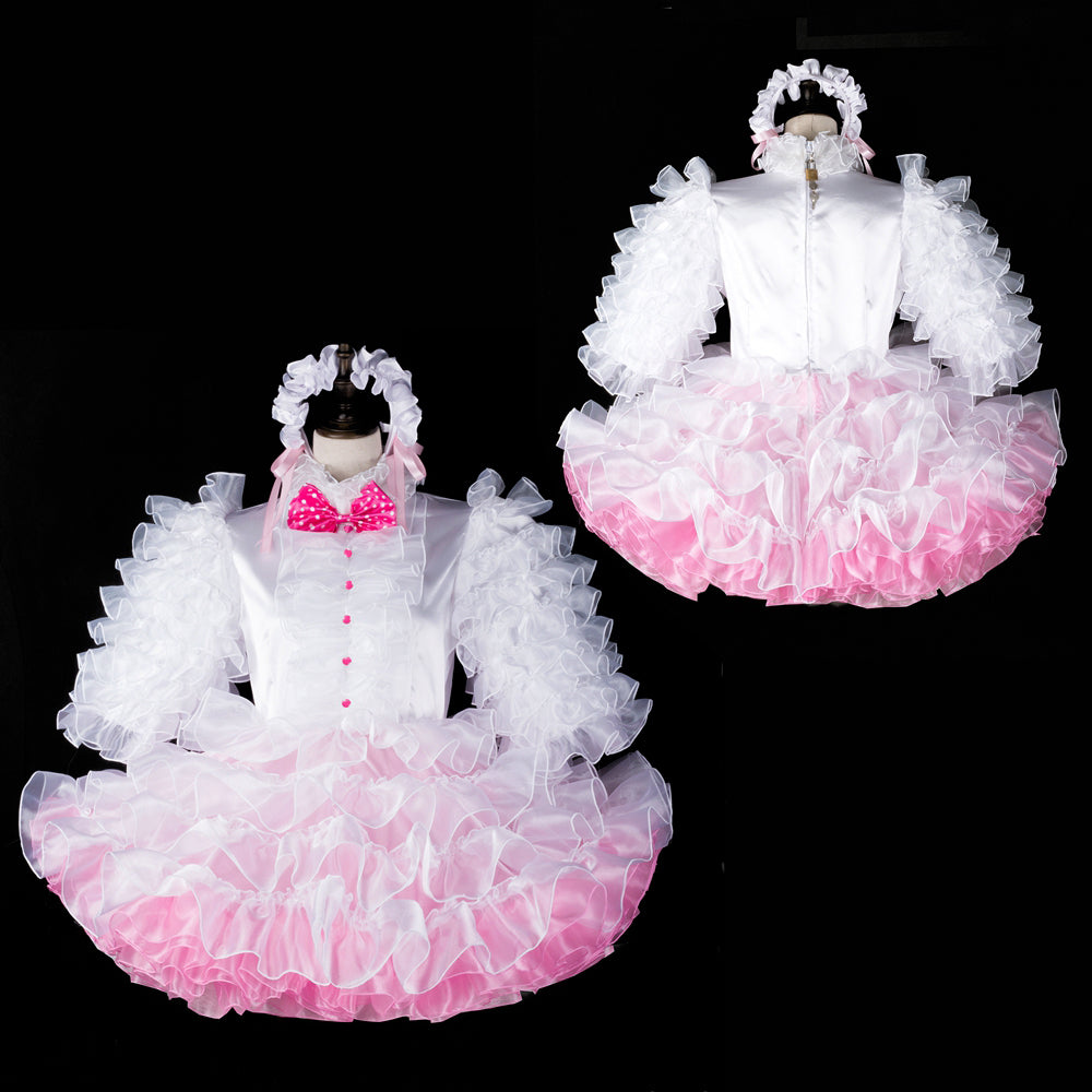 white satin organza dress G2394