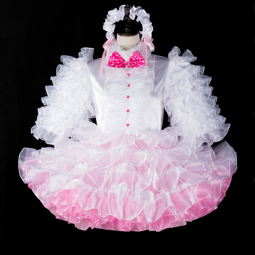 white satin organza dress G2394