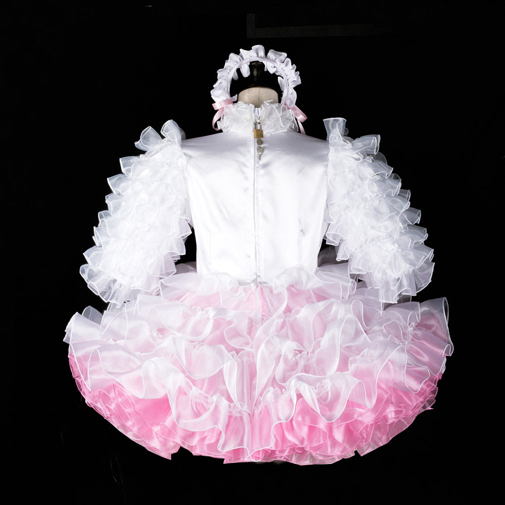 white satin organza dress G2394