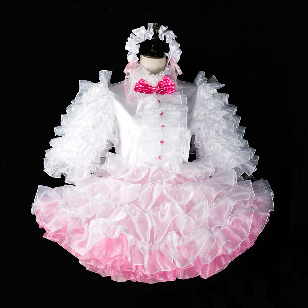 white satin organza dress G2394