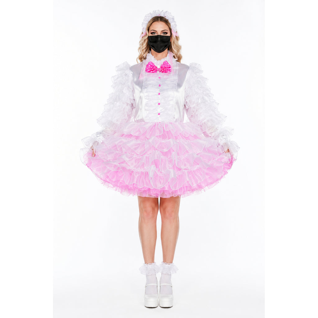 white satin organza dress G2394
