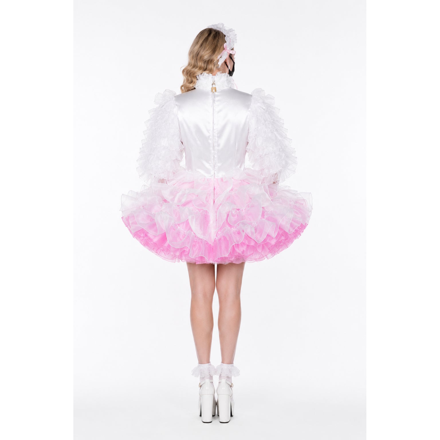 white satin organza dress G2394