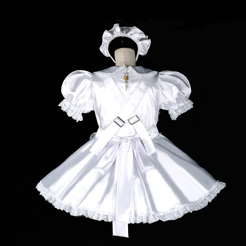 white satin dress G2395