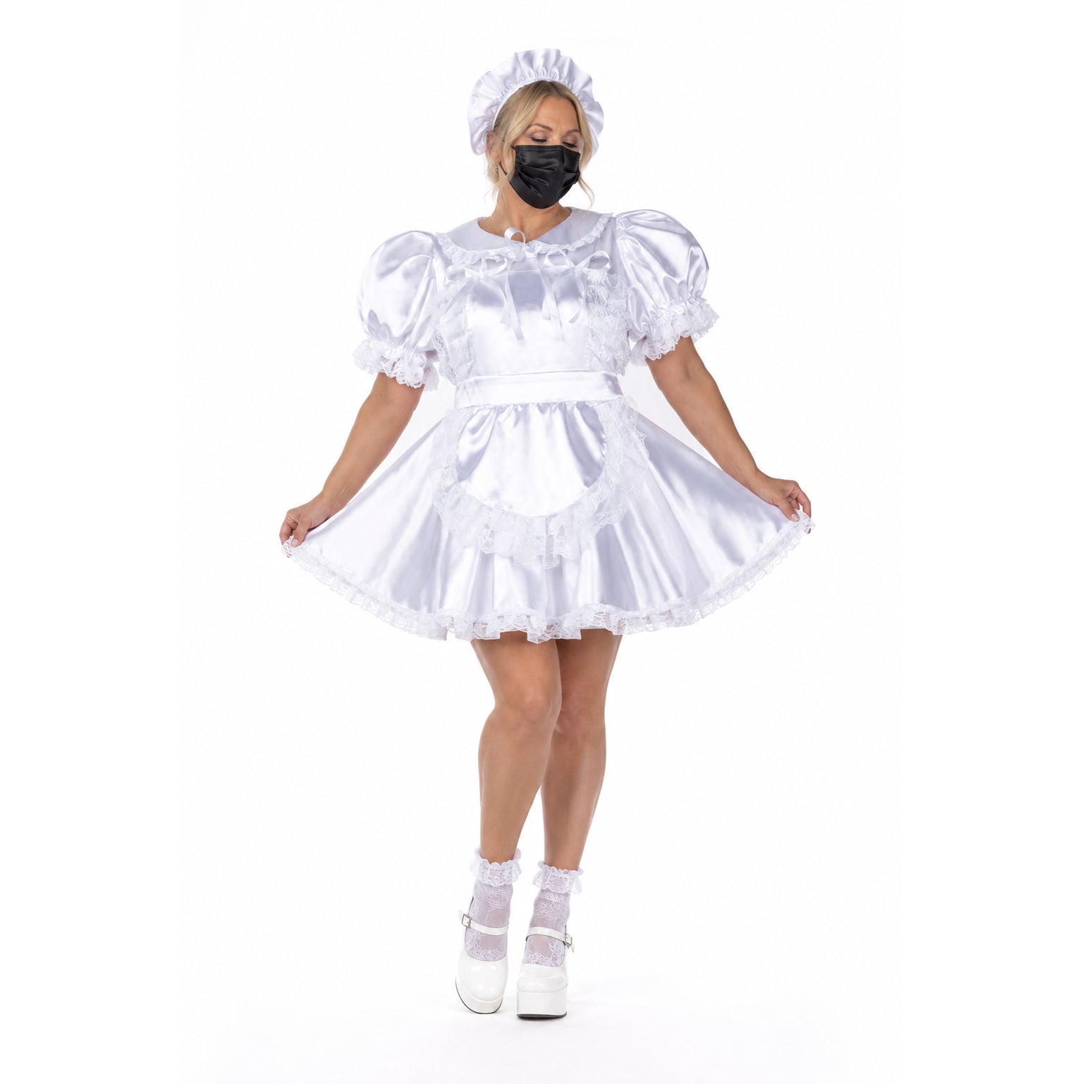 white satin dress G2395