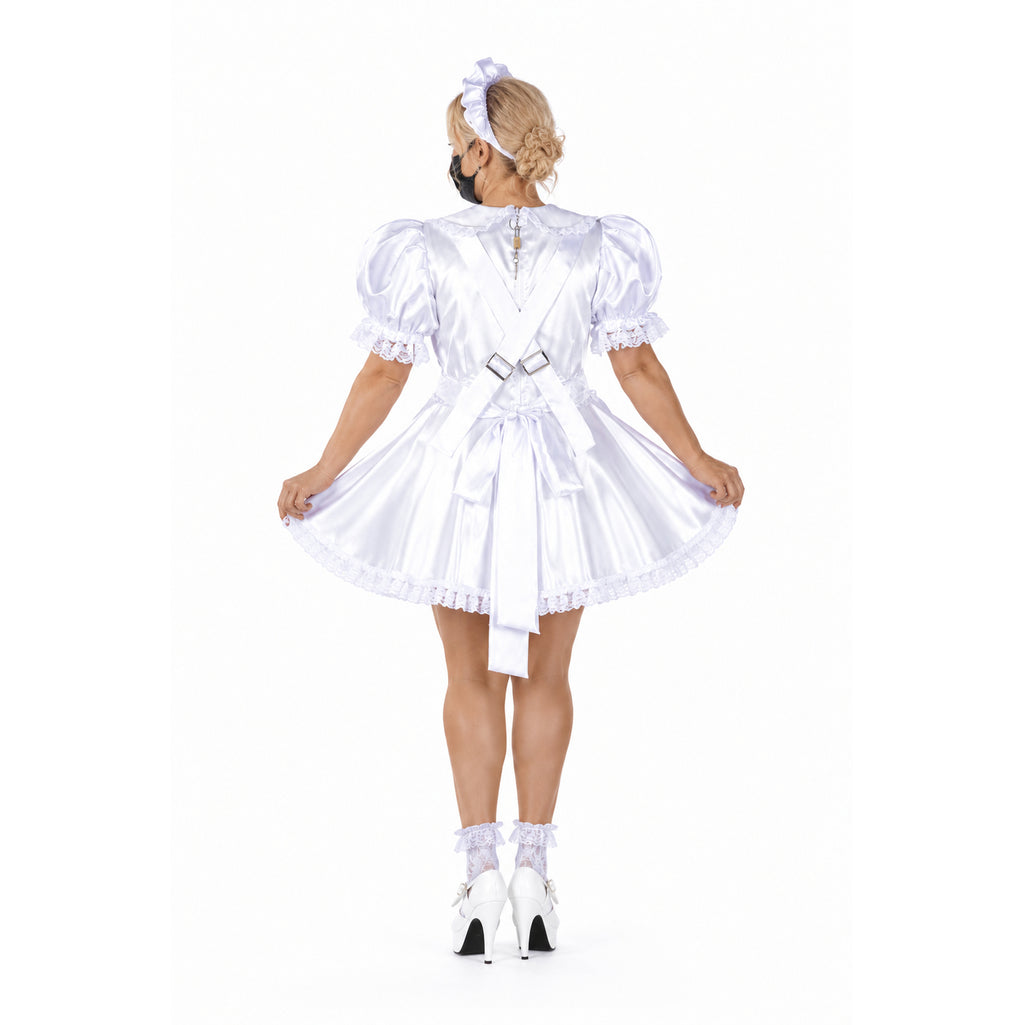 white satin dress G2395