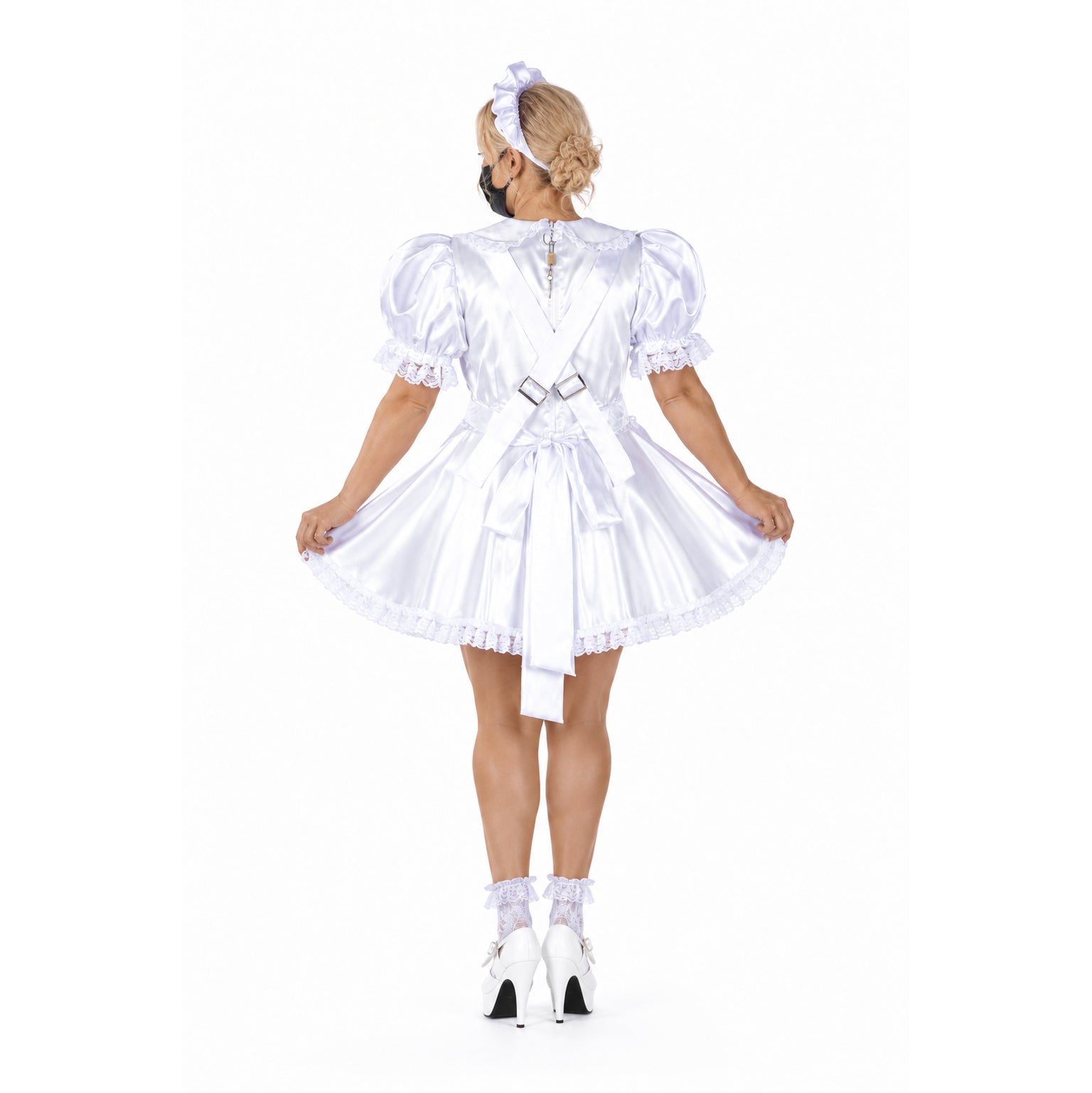 white satin dress G2395