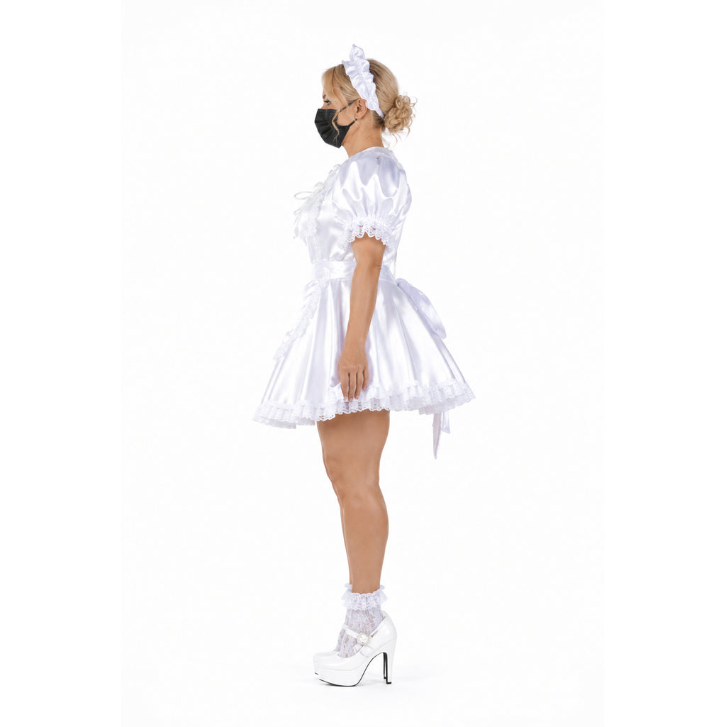 white satin dress G2395