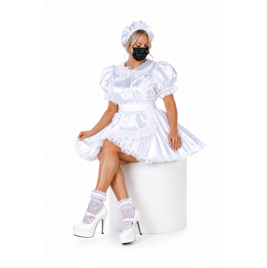 white satin dress G2395