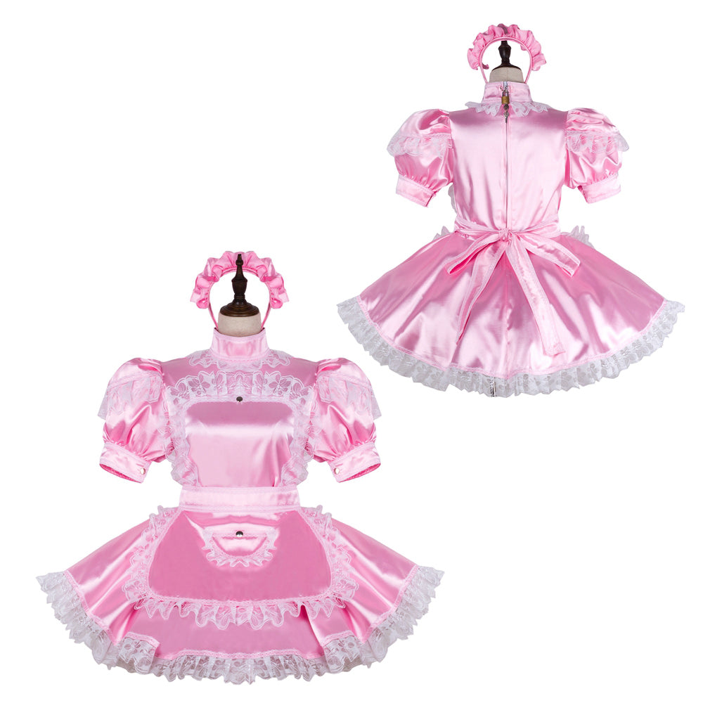pink satin dress G2396
