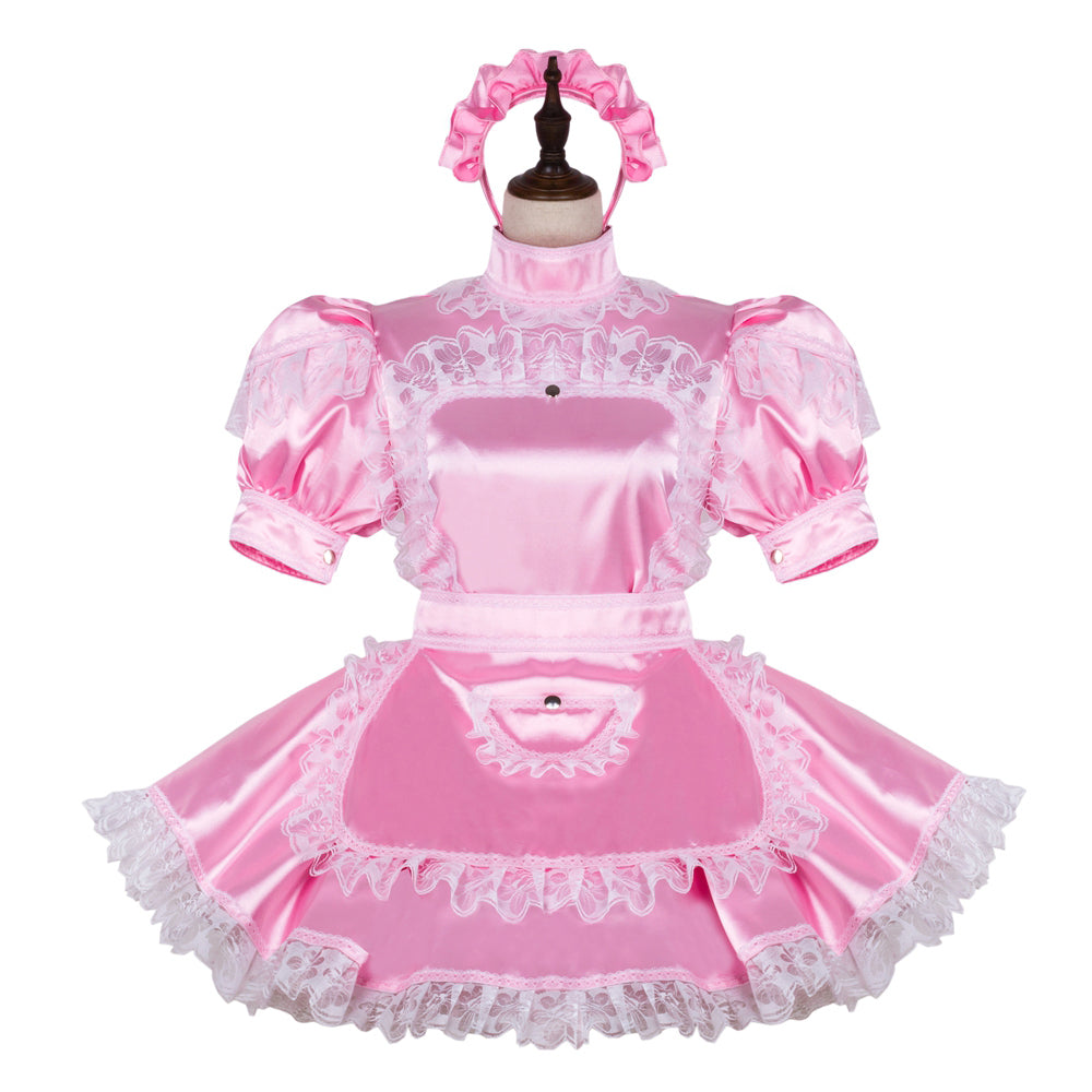 pink satin dress G2396