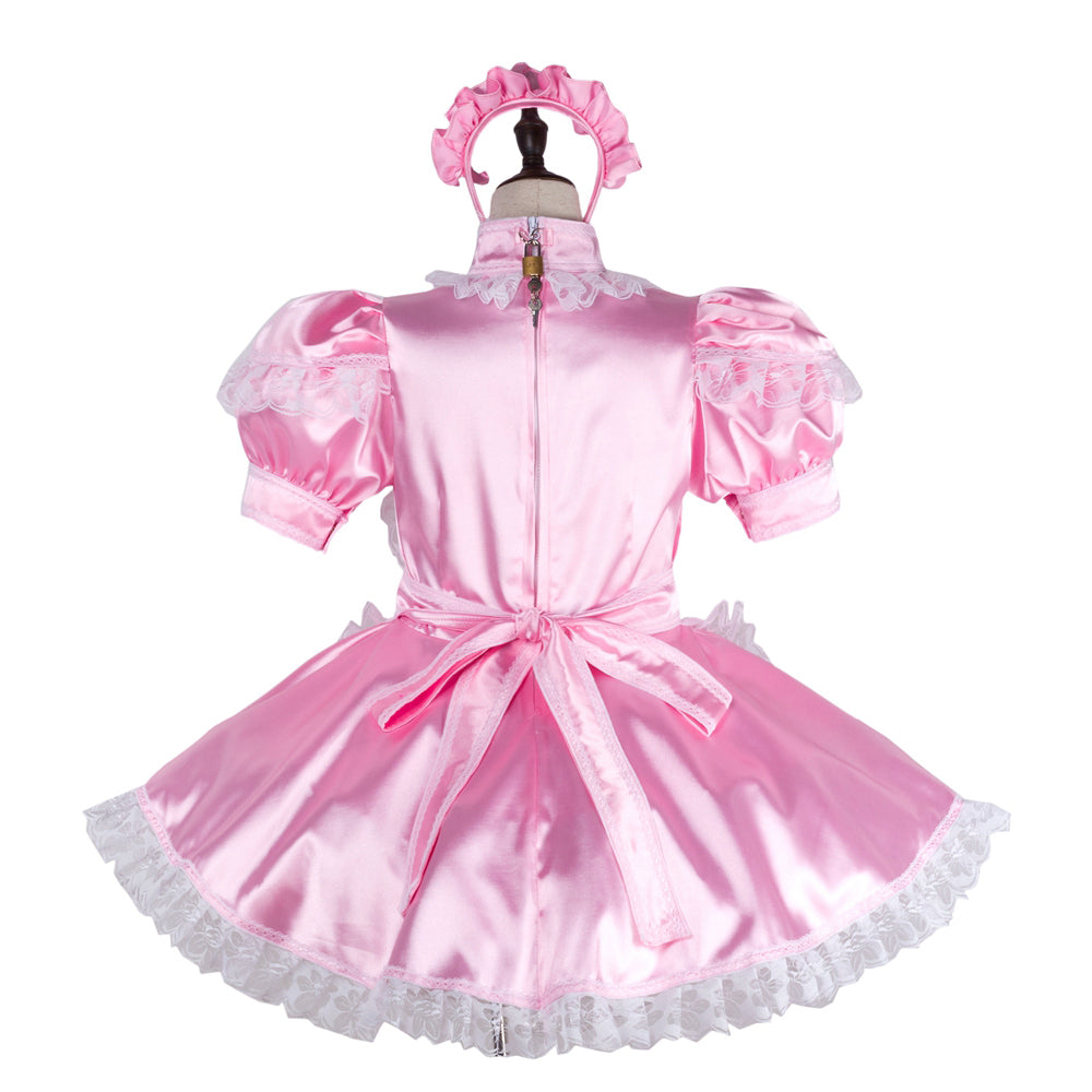 pink satin dress G2396
