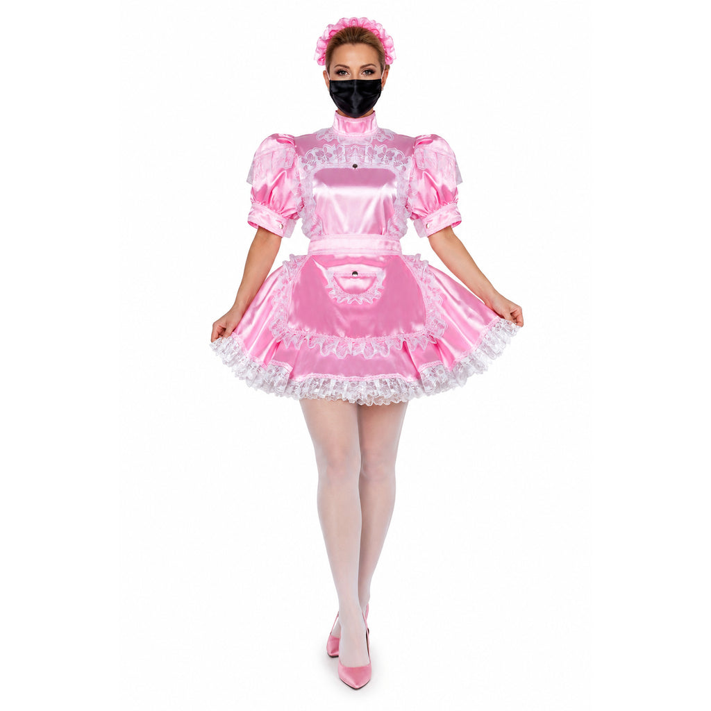 pink satin dress G2396