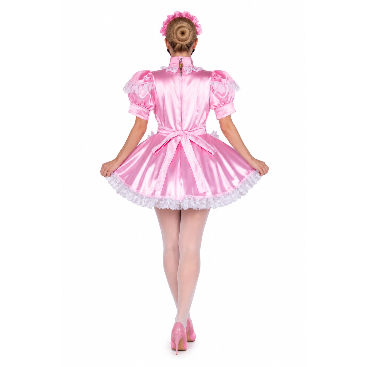 pink satin dress G2396