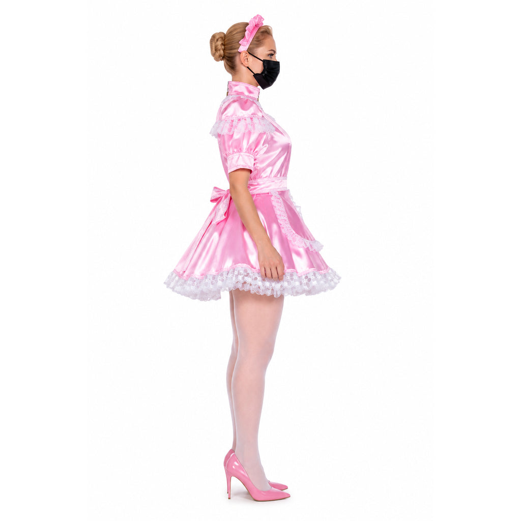 pink satin dress G2396