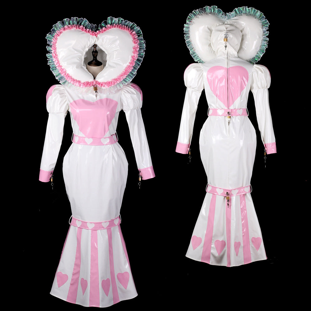 white thin pvc dress G2397
