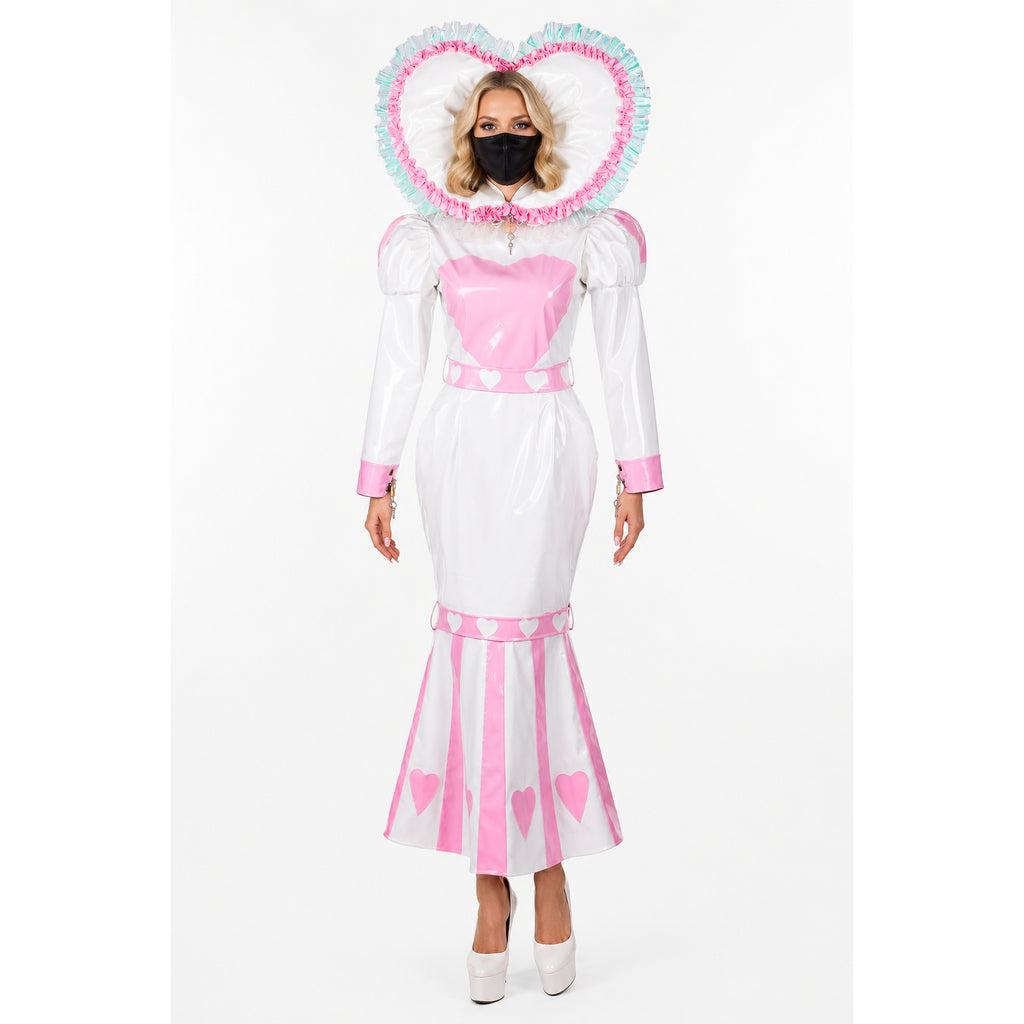 white thin pvc dress G2397