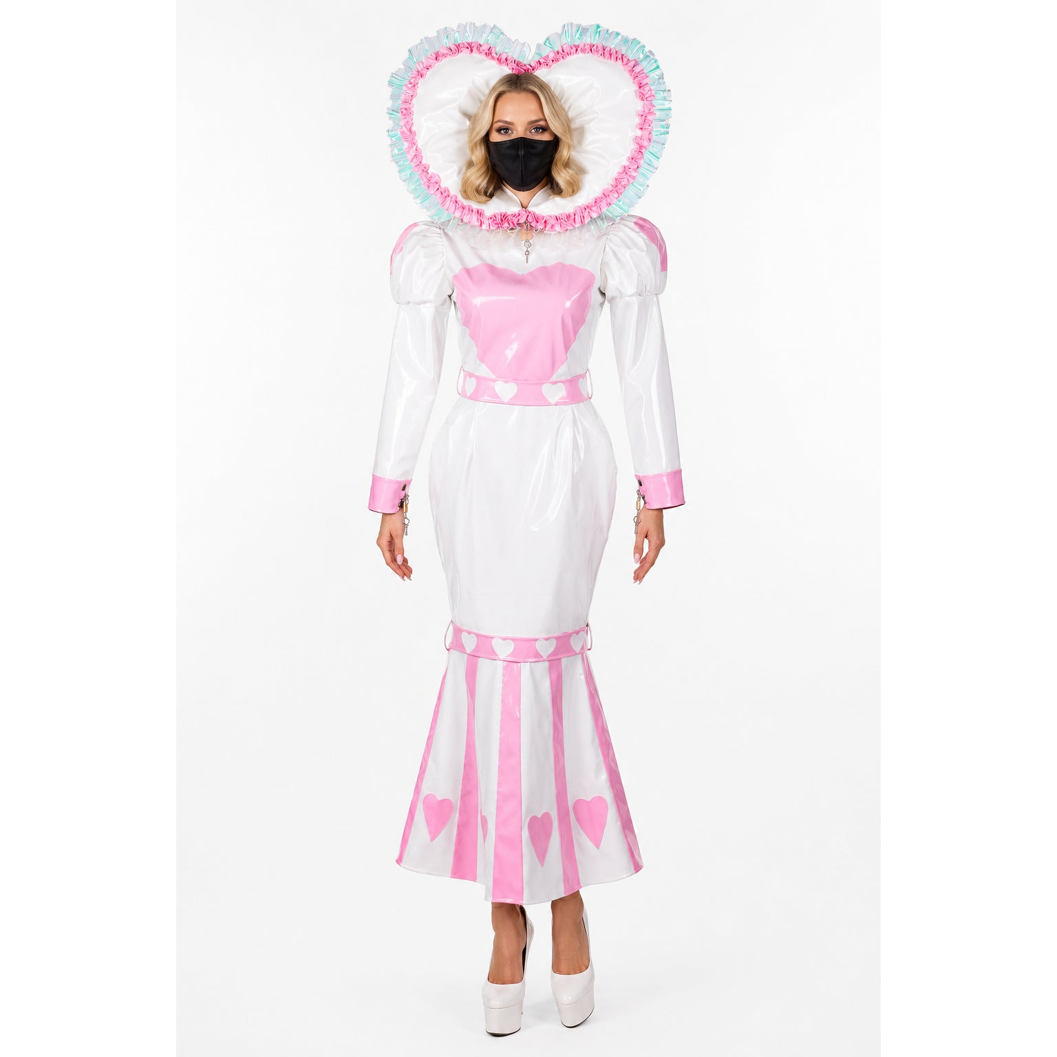 white thin pvc dress G2397