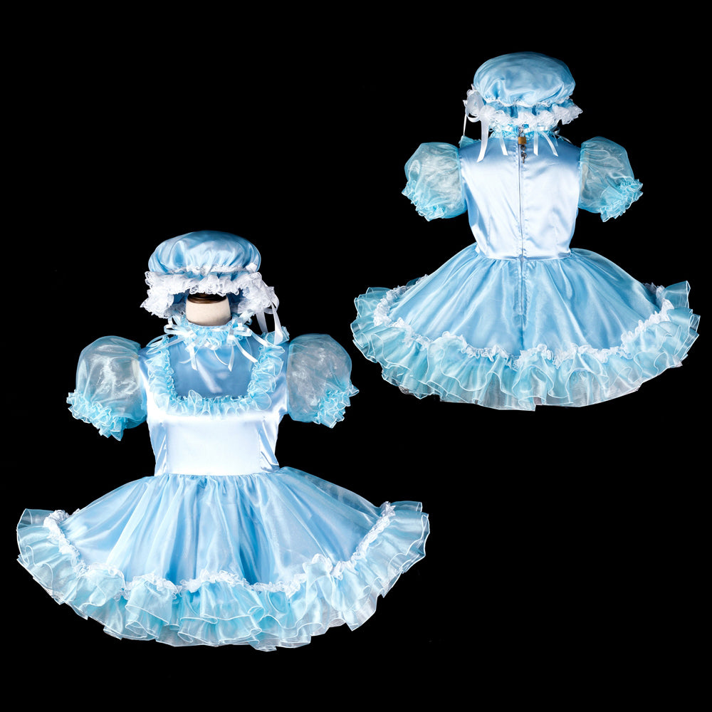 baby blue satin organza dress G2399