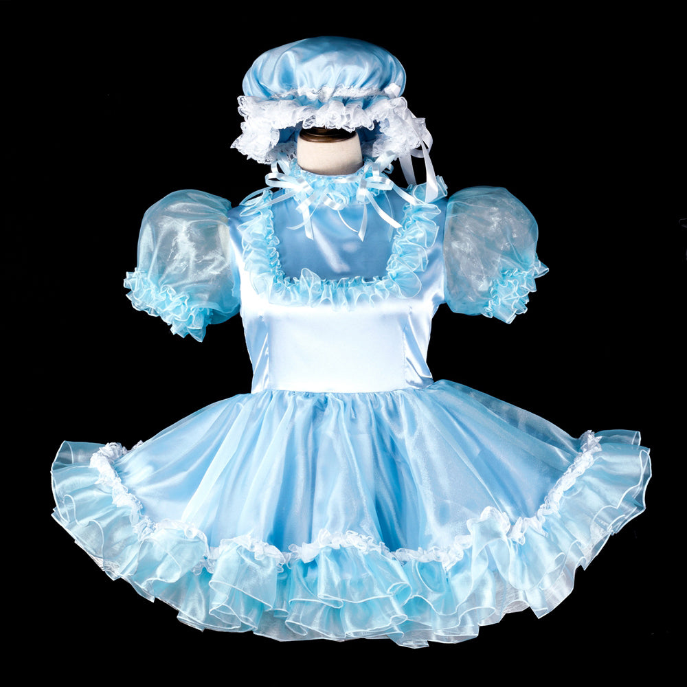 baby blue satin organza dress G2399