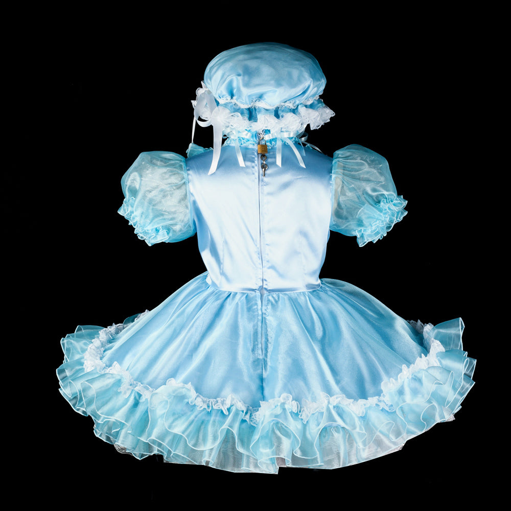 baby blue satin organza dress G2399
