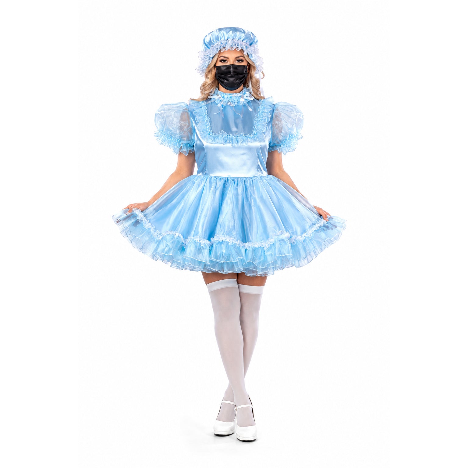 baby blue satin organza dress G2399