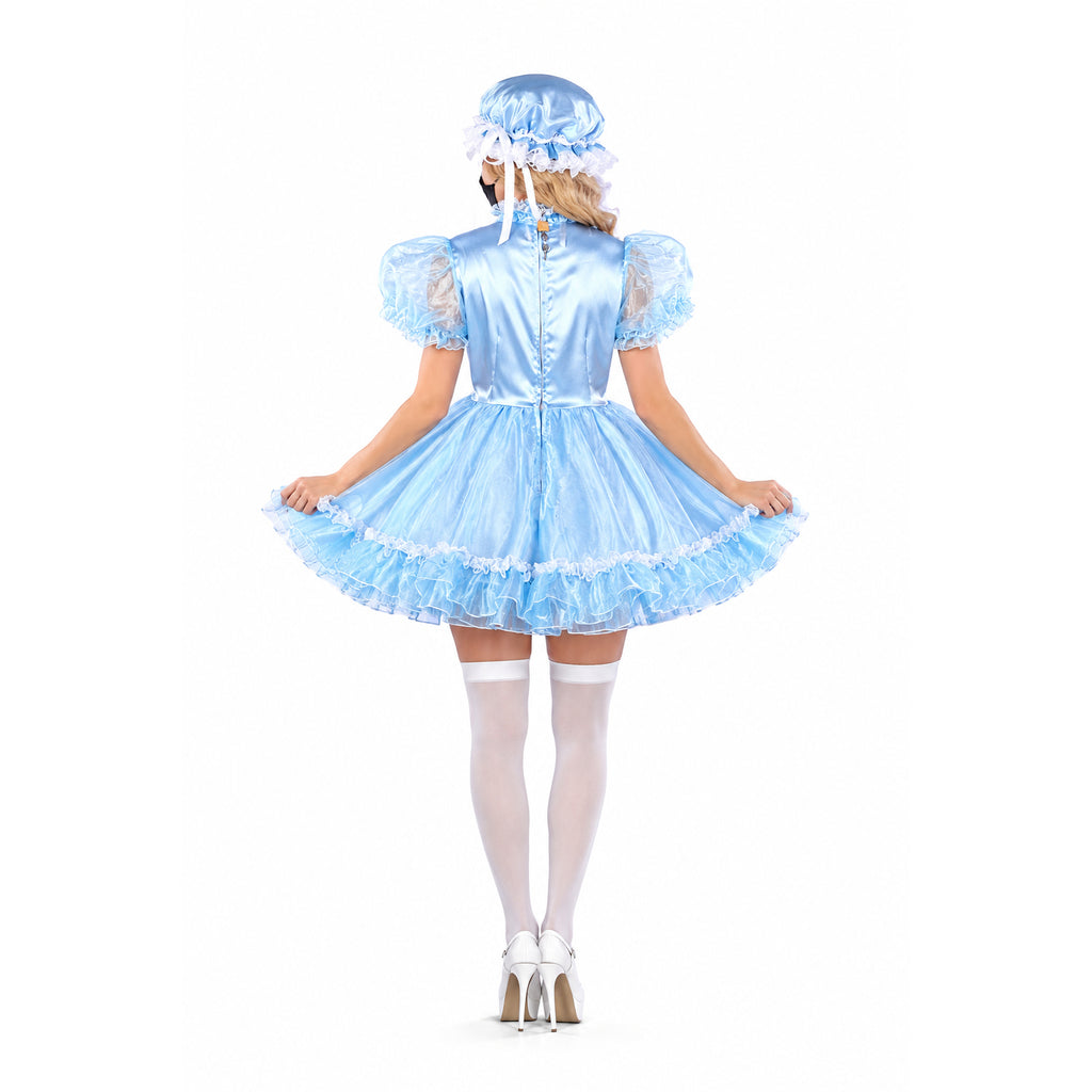 baby blue satin organza dress G2399
