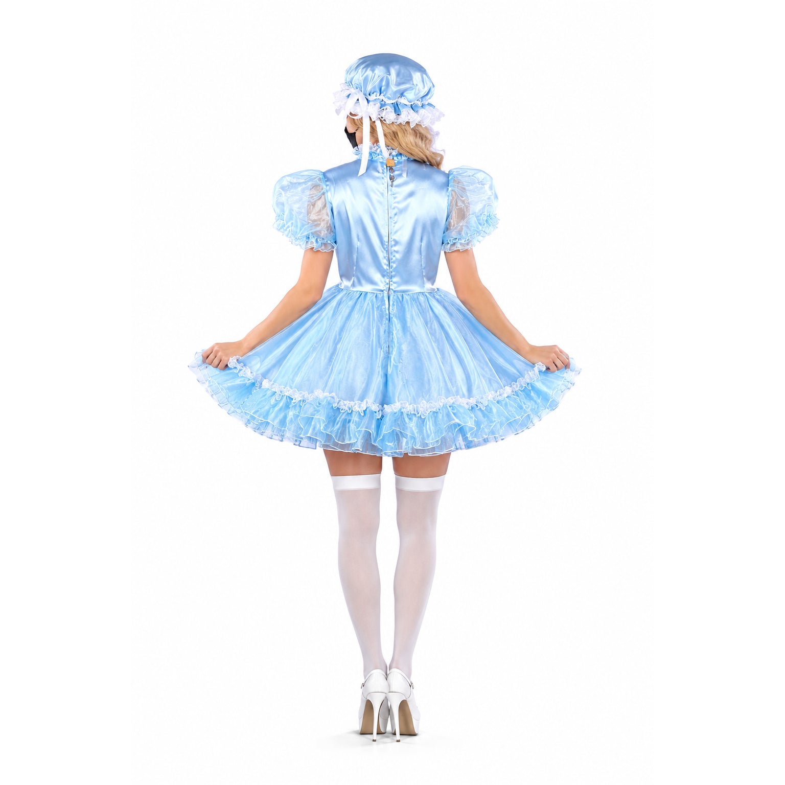 baby blue satin organza dress G2399