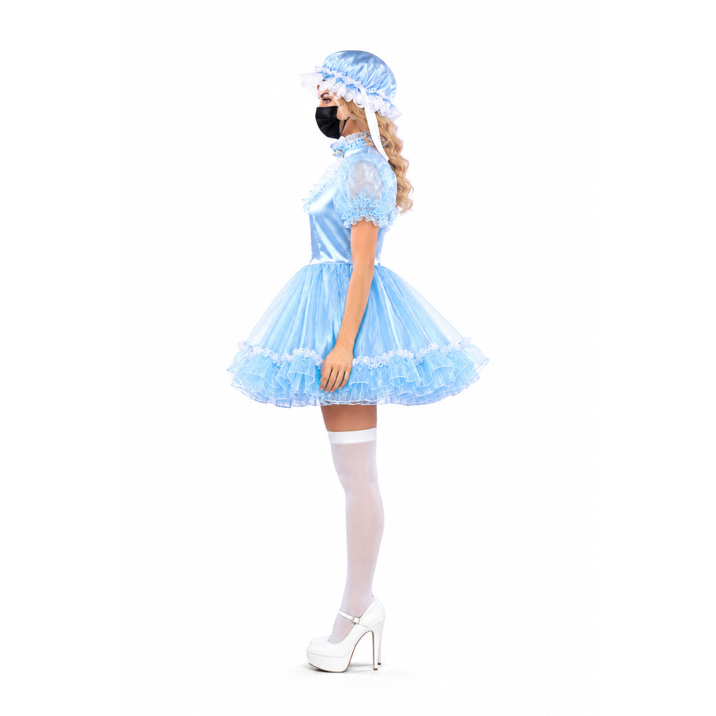 baby blue satin organza dress G2399