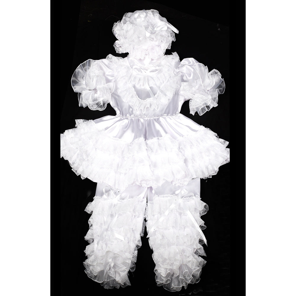 white satin lace romper G2400