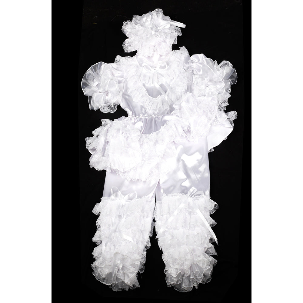 white satin lace romper G2400