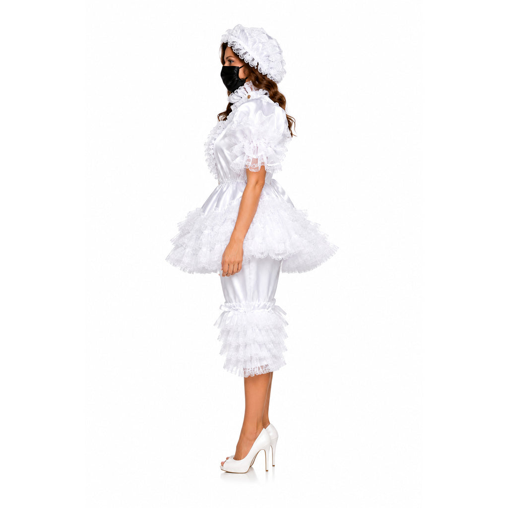 white satin lace romper G2400