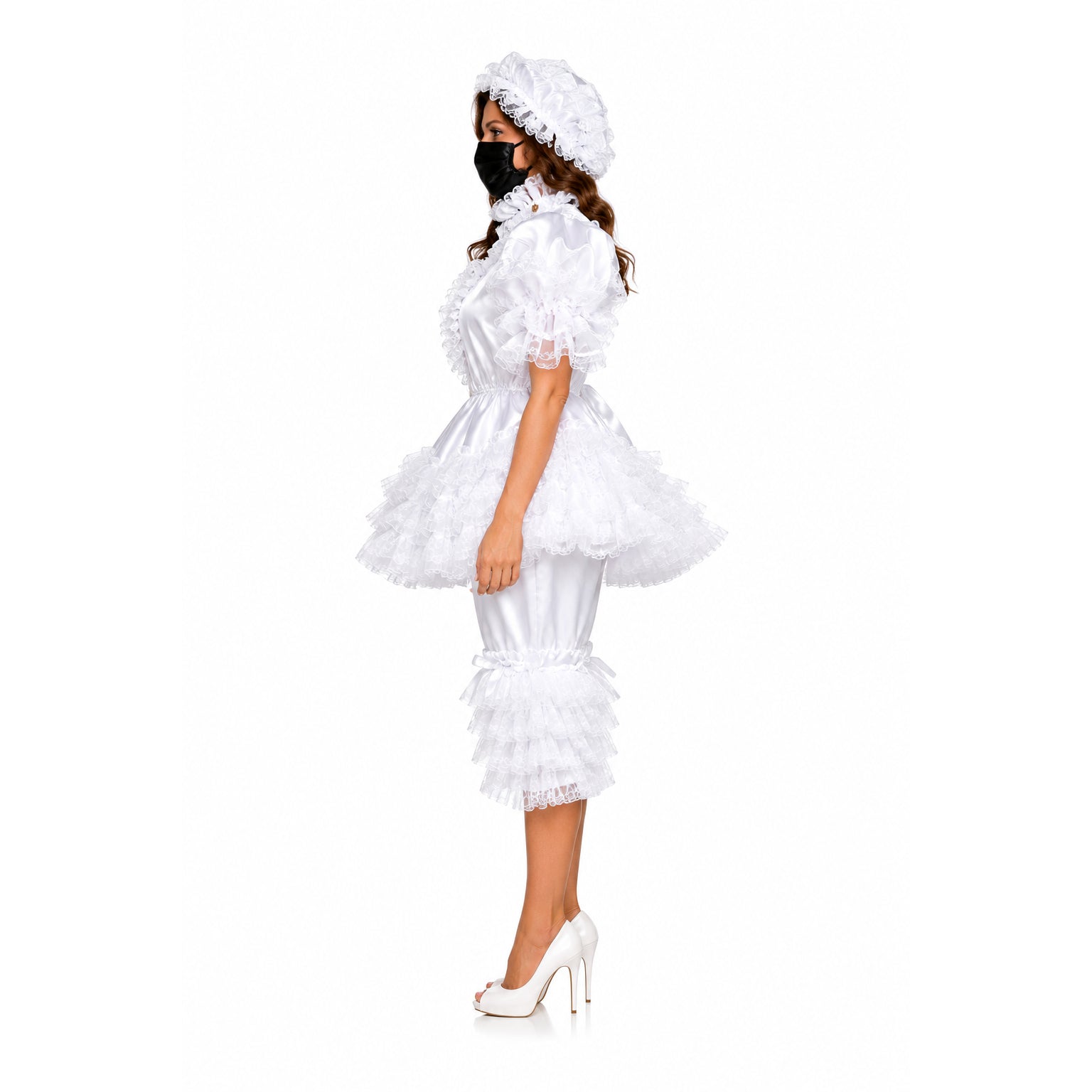 white satin lace romper G2400