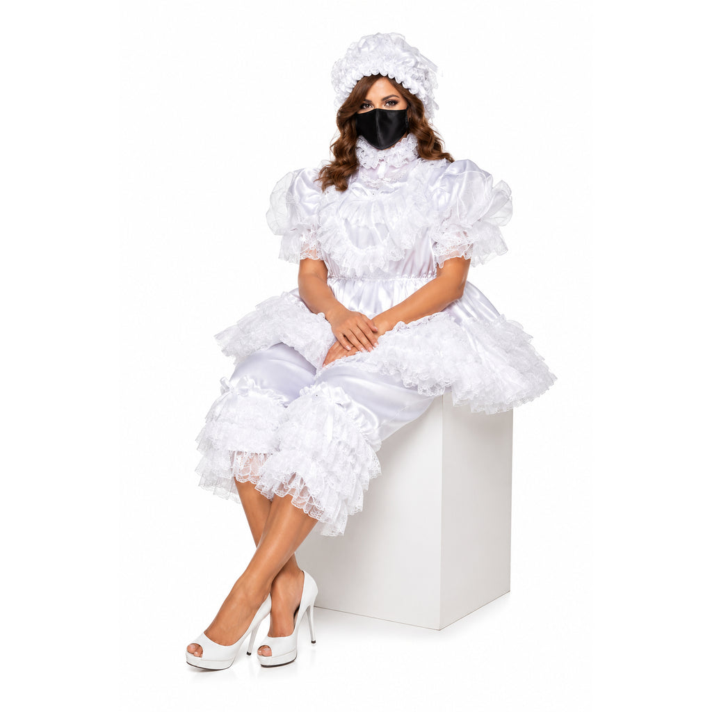 white satin lace romper G2400