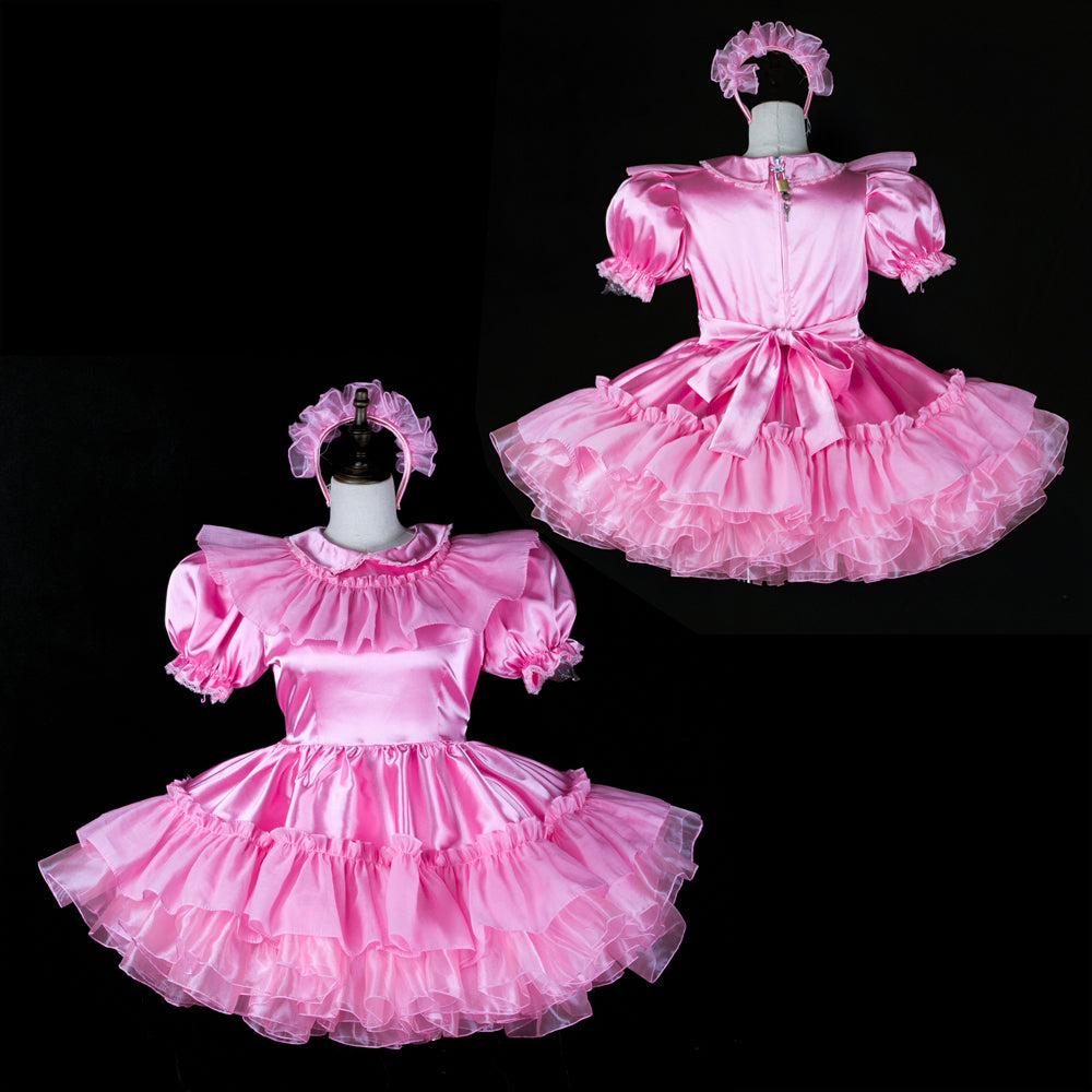 pink satin dress G2401