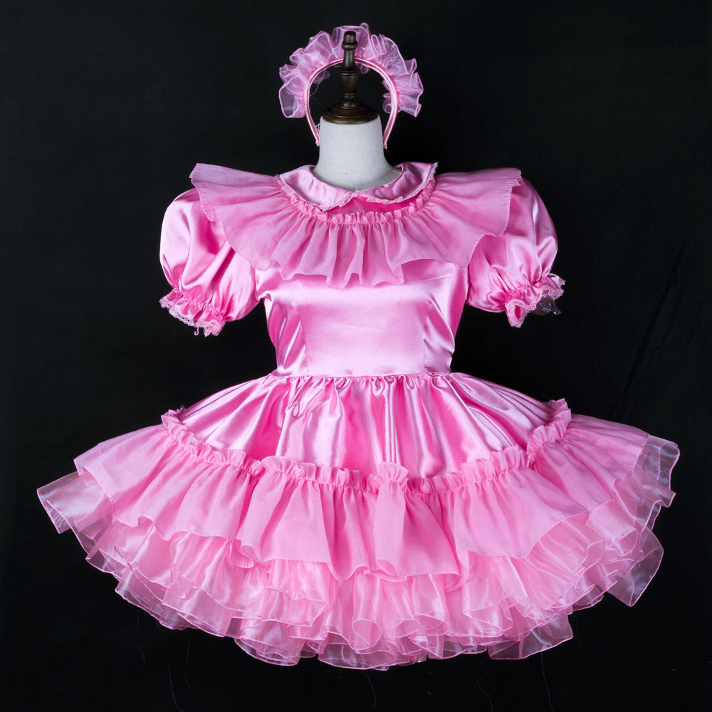 pink satin dress G2401