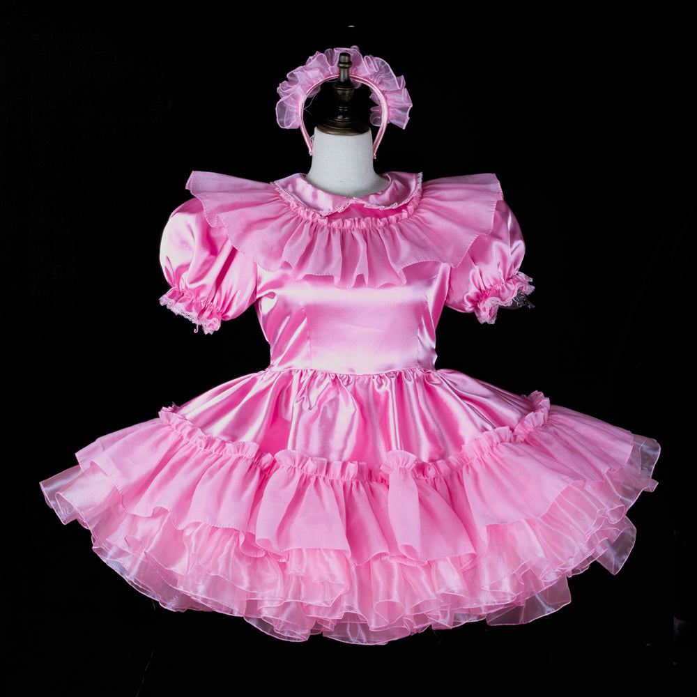 pink satin dress G2401