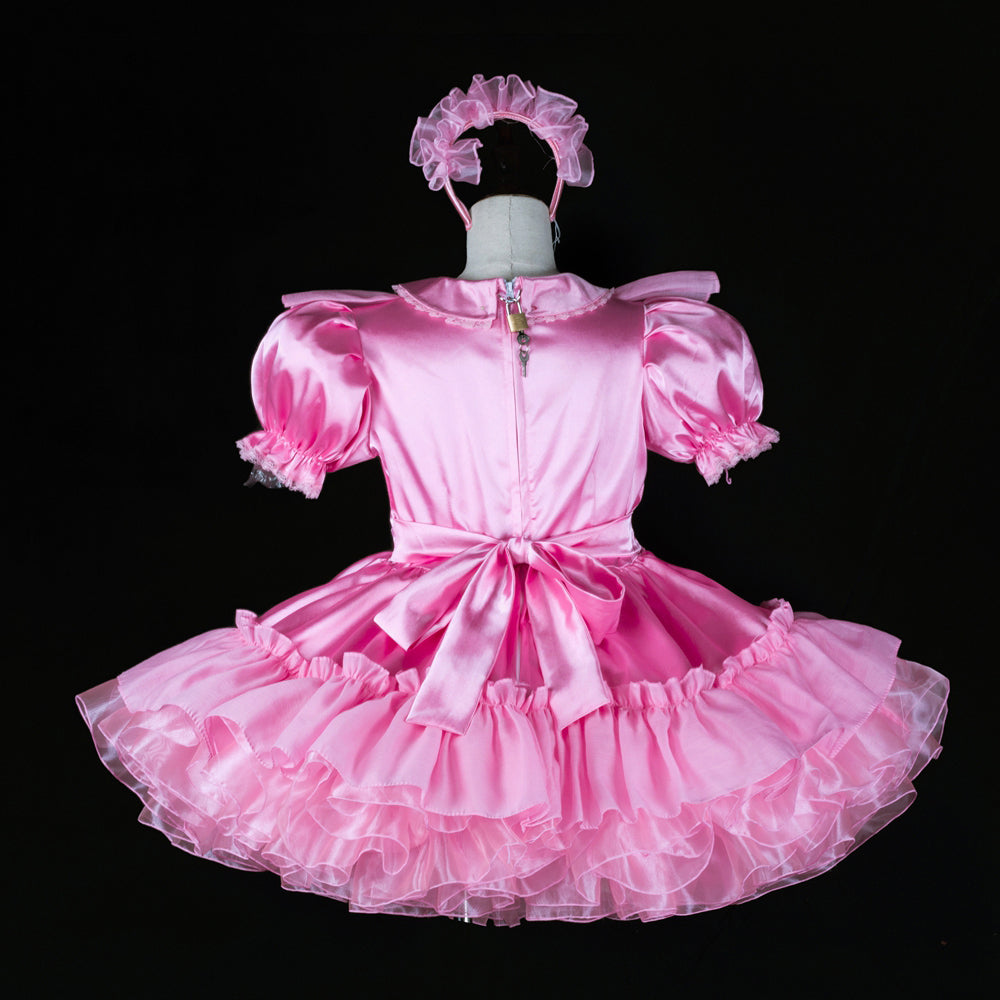 pink satin dress G2401