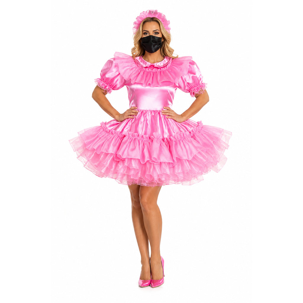 pink satin dress G2401