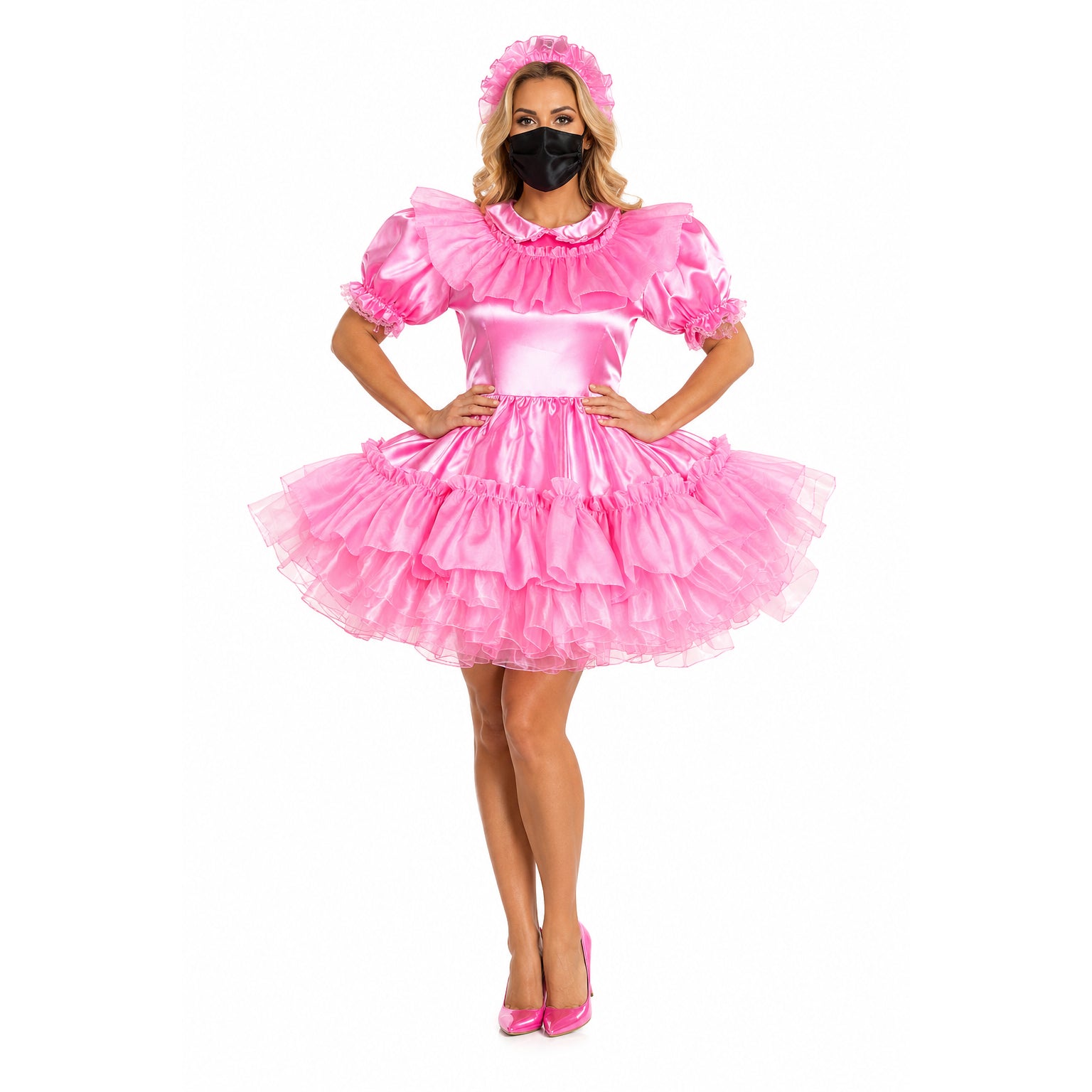 pink satin dress G2401
