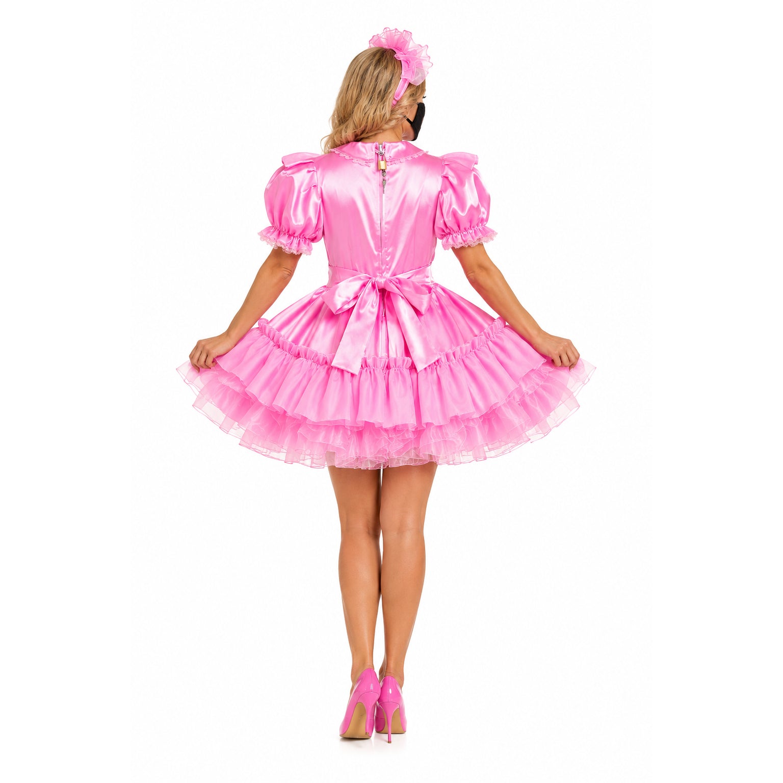 pink satin dress G2401