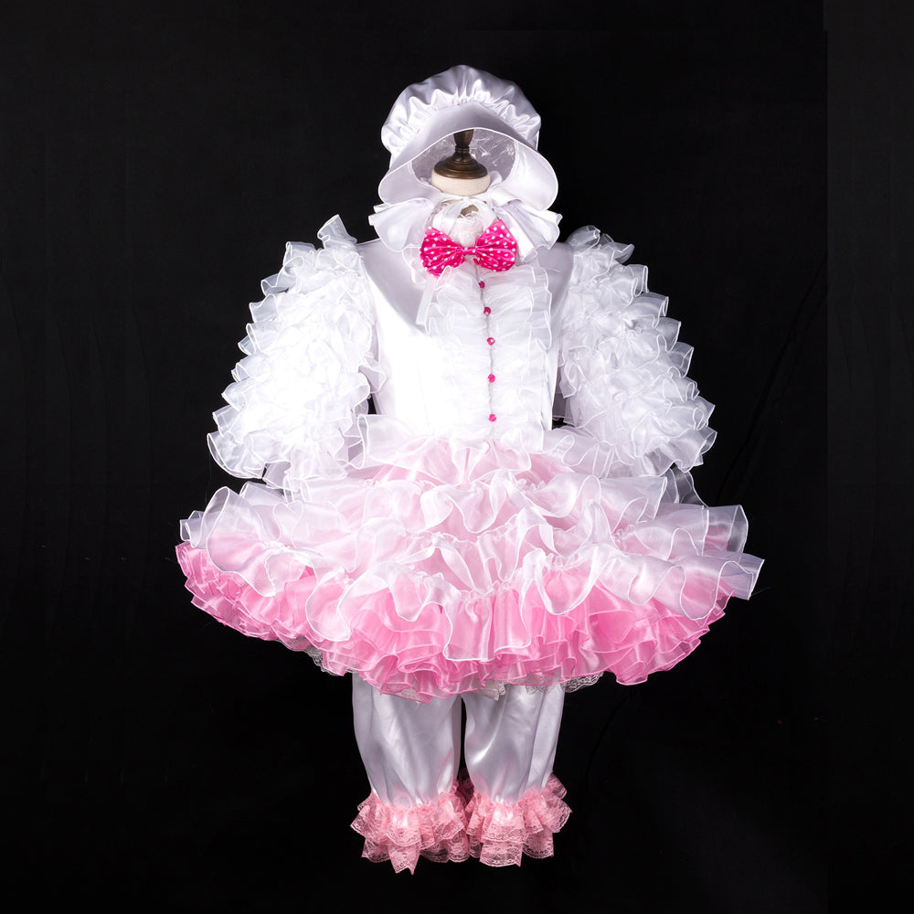 white satin organza dress G2402