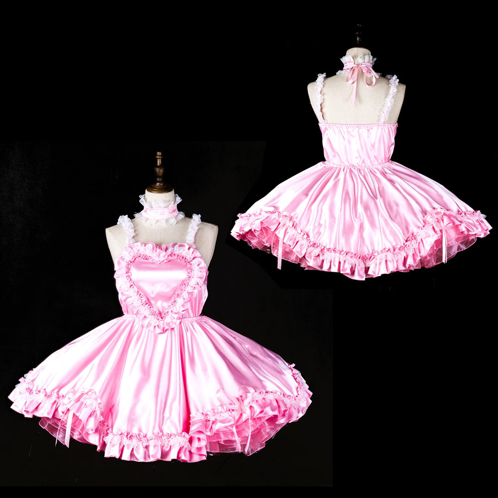pink satin dress G2403