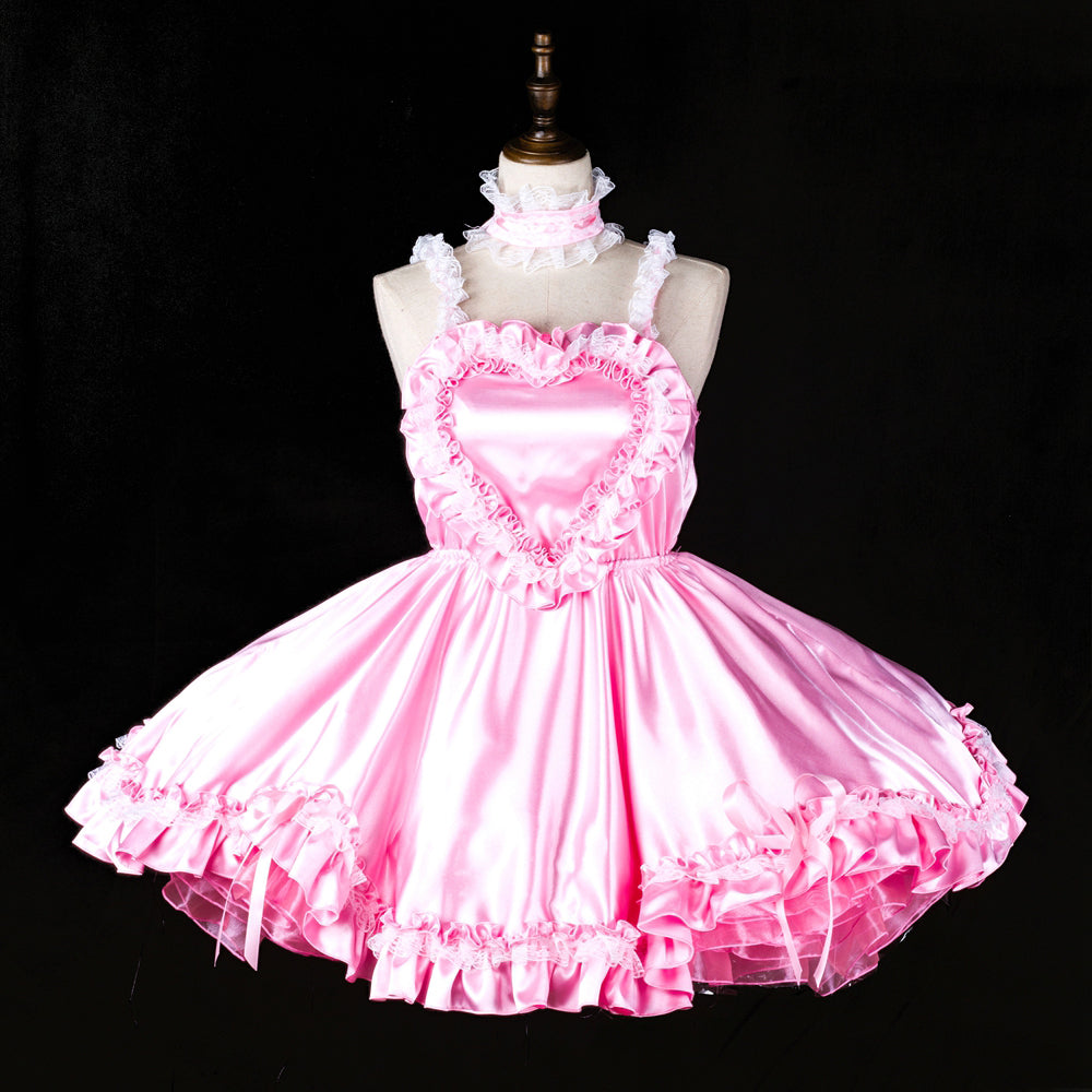 pink satin dress G2403
