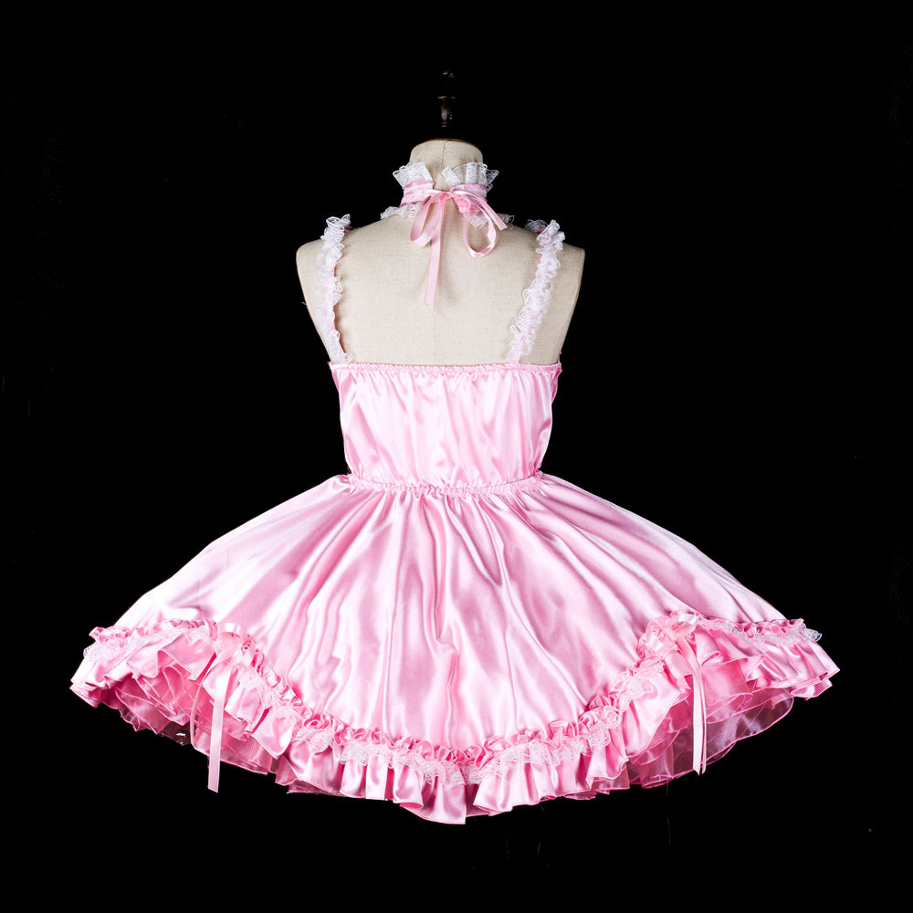 pink satin dress G2403