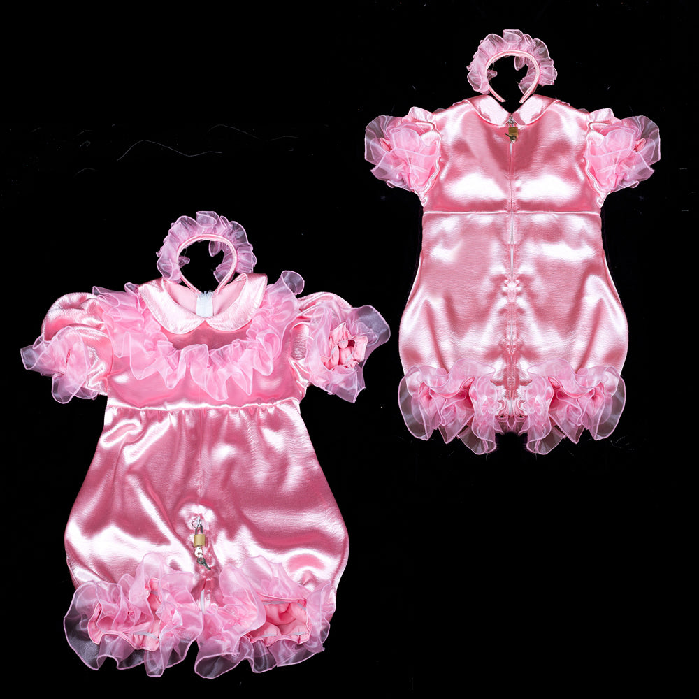 pink satin romper G2404